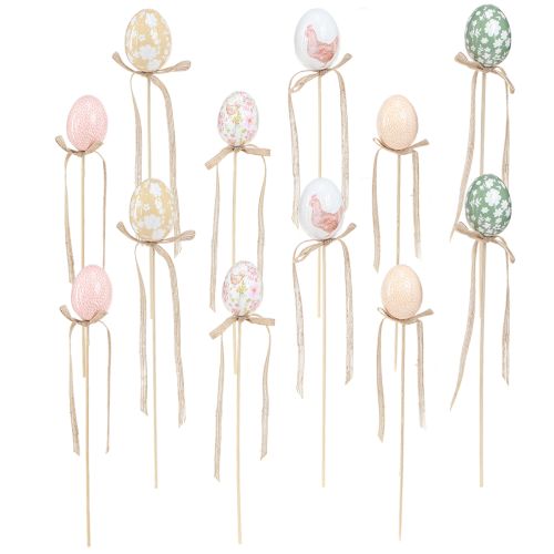 Floristik24 Uova di Pasqua su bastoncino plug decorativo Pollo di Pasqua 4x5,5 cm 12 pz