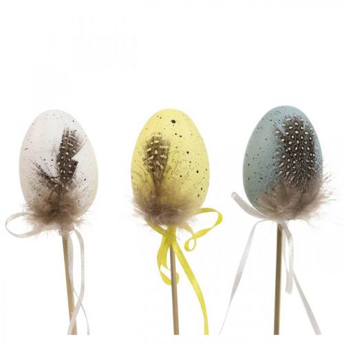 Uova di Pasqua in plastica decorazione pasquale tappi fiore H6cm 12 pezzi