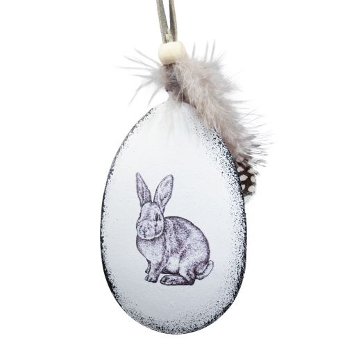 Floristik24 Uova di Pasqua da appendere piume conigli metallo 5×7cm 8 pz