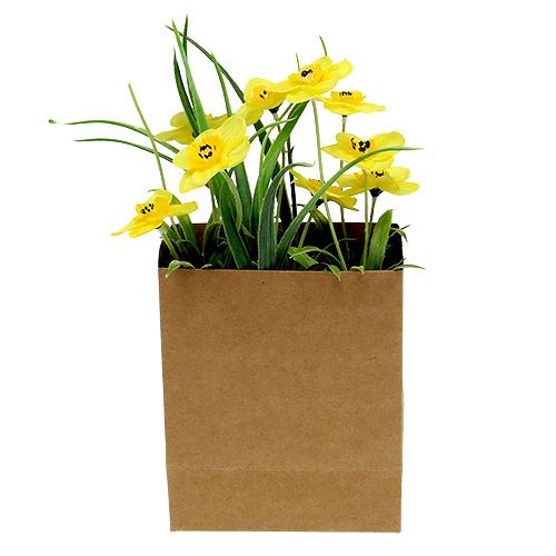 Floristik24 Osterglocke in sacchetto di carta giallo H21cm