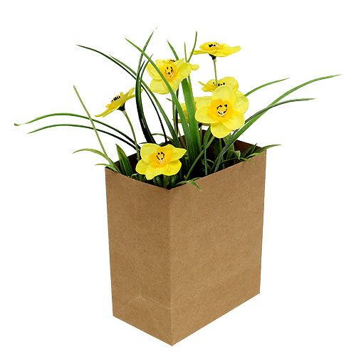 Floristik24 Osterglocke in sacchetto di carta giallo H21cm