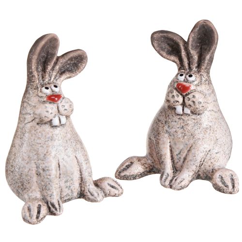 Floristik24 Coniglietto Pasquale In Ceramica Divertente Coniglio Decorativo Marrone H7cm 6 pz