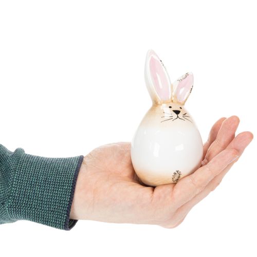 Prodotto Coniglietto pasquale in ceramica, uovo bianco, statuina decorativa, coniglio Ø6cm H11,5cm