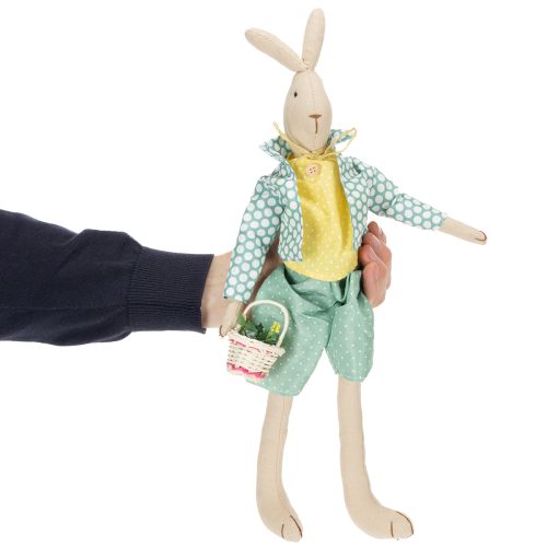 Prodotto Coniglietto pasquale in tessuto, coniglietto con vestiti, decorazione pasquale, coniglietto giovane H46cm