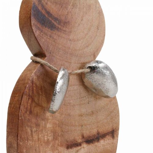 Prodotto Coniglietto pasquale in legno con uova in metallo, decorazione tavola Pasqua H20.5cm