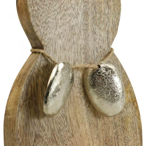 Prodotto Coniglietto pasquale in legno con uova in metallo, decoro tavola pasquale H31cm