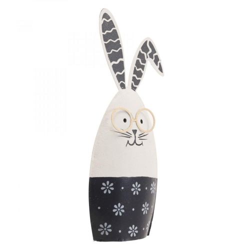 Coniglietto pasquale coniglietto bianco e nero con occhiali metallo 18,5x7x3cm 2pz