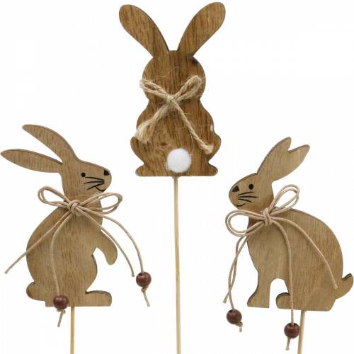 Coniglietto pasquale su bastoncino deco plug coniglio legno decorazione pasquale naturale 24 pezzi