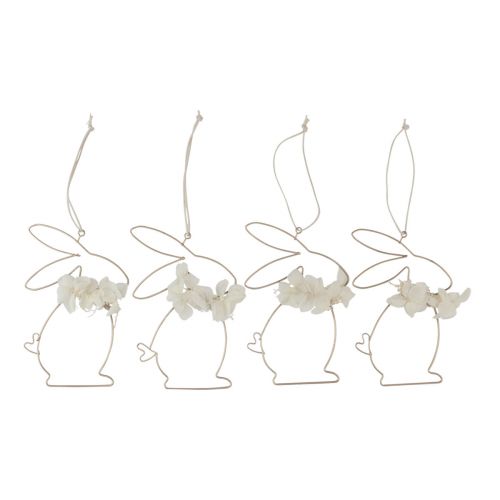 Floristik24 Coniglietti pasquali da appendere fiori in metallo oro 10×14,5 cm 4 pz