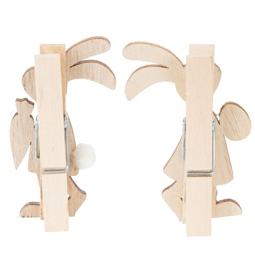 Prodotto Fermagli decorativi a forma di coniglietto pasquale, decorazioni pasquali in legno rosa e bianche, 7,5 cm, 4 pezzi