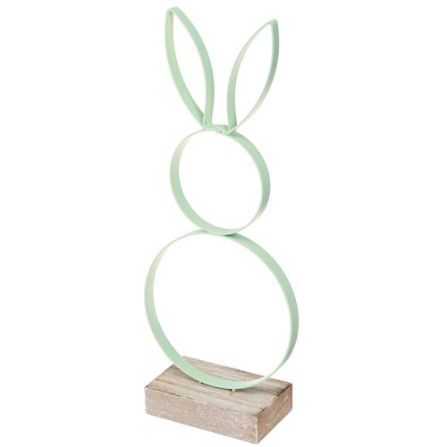 Prodotto Decorazione coniglietto pasquale in metallo e legno giallo menta rosa H21cm 3 pezzi