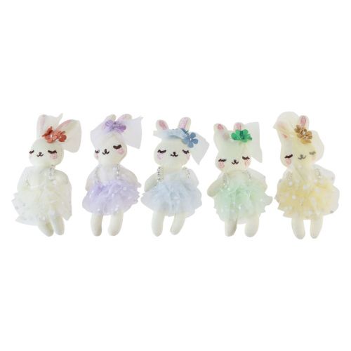 Floristik24 Decorazione coniglietto pasquale coniglietta peluche 12 cm 5 pz