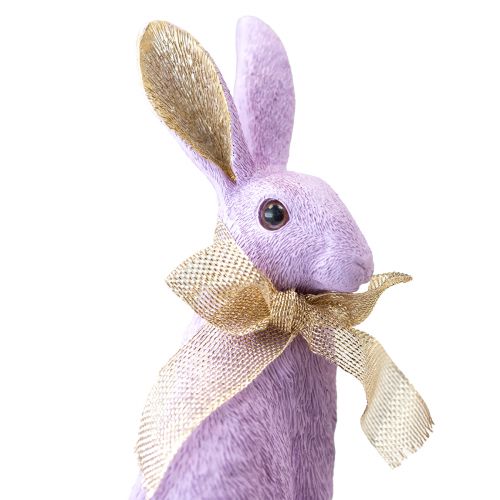 Floristik24 Decorazione coniglietto pasquale Coniglio viola oro seduto Figura decorativa H25 cm