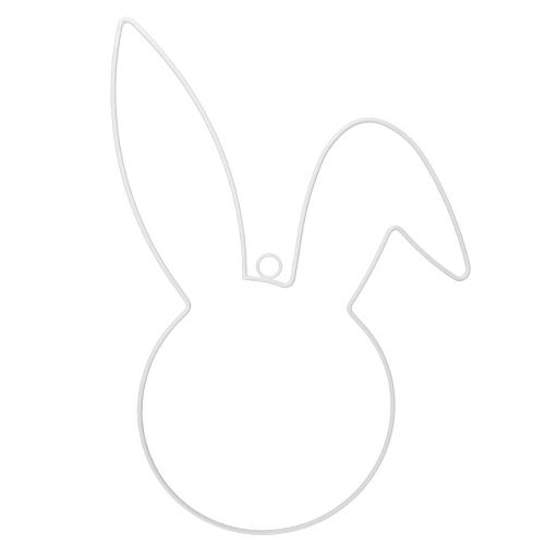 Anello decorativo coniglietto pasquale in metallo bianco da appendere 27×41×2 cm