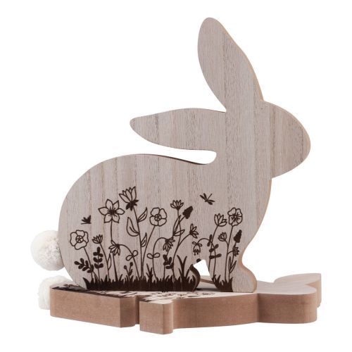 Prodotto Coniglietti pasquali coniglietti in legno seduti marrone naturale 18,5×18 cm 4 pz