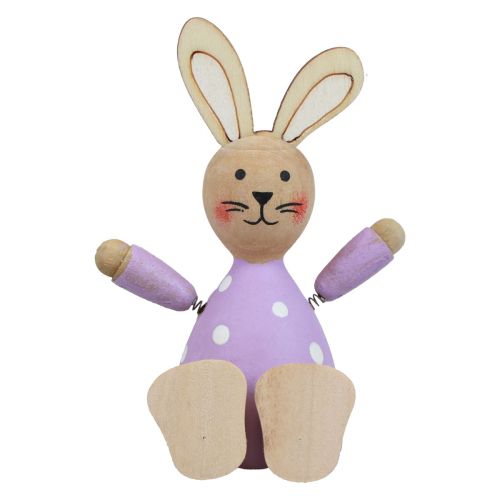 Prodotto Coniglietti pasquali coniglietti colorati in legno decorazione da tavolo a pois H8cm 4 pz