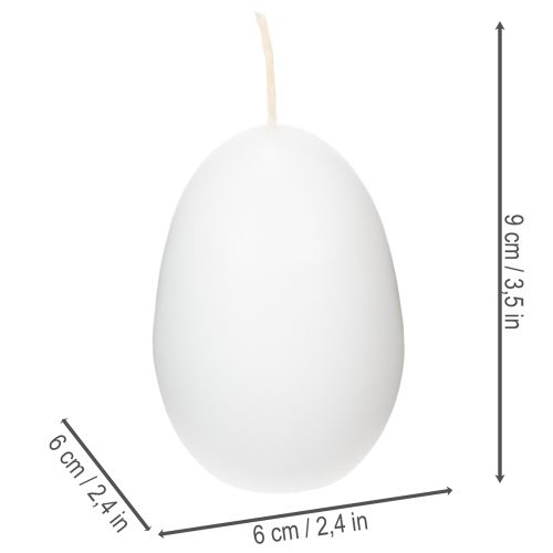 Prodotto Candele pasquali a forma di uovo, candele speciali per Pasqua, bianche, 9 cm, 6 pezzi