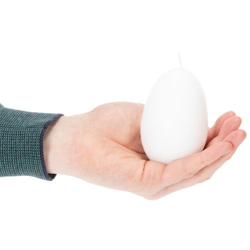 Prodotto Candele a forma di uovo di Pasqua, candele speciali per Pasqua, bianche, 9 cm, 6 pezzi