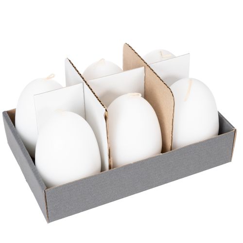 Prodotto Candele a forma di uovo di Pasqua, candele speciali per Pasqua, bianche, 9 cm, 6 pezzi