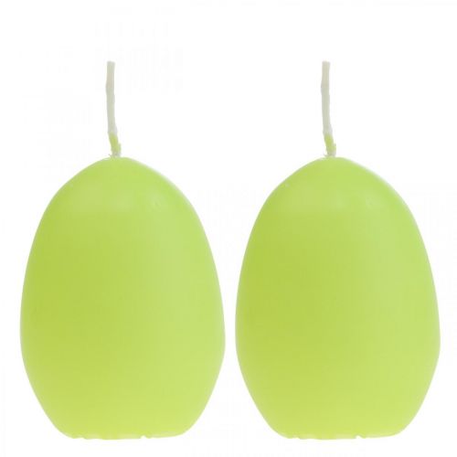 Floristik24 Candele pasquali a forma di uovo, candele a uovo Pasqua lime Ø4,5 cm H6 cm 6 pezzi