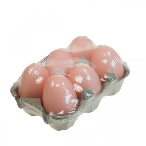 Floristik24 Candele pasquali a forma di uovo, candele a uovo Pasqua Pesca Ø4,5 cm H6 cm 6 pezzi