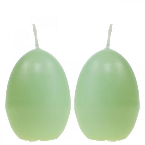 Floristik24 Candele pasquali a forma di uovo, candele a uovo Pasqua verde Ø4,5 cm H6 cm 6 pezzi