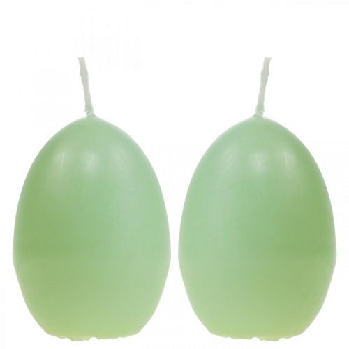 Floristik24 Candele pasquali a forma di uovo, candele a uovo Pasqua verde Ø4,5 cm H6 cm 6 pezzi