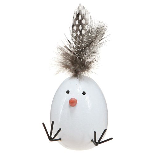 Prodotto Pulcino di Pasqua Piume di pulcino dell&#39;uovo di Pasqua Bianco Naturale H9 cm 4 pz