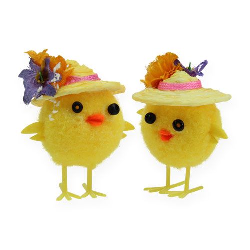 Floristik24 Pulcino pasquale con cappello giallo 6 cm 6 pezzi