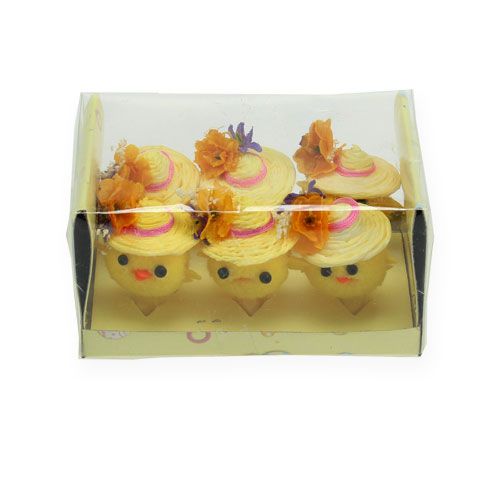 Floristik24 Pulcino pasquale con cappello giallo 6 cm 6 pezzi