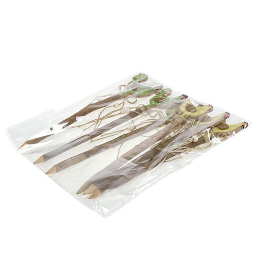 Floristik24 Spina pasquale pollo giallo, verde 8 cm L36 cm 6 pezzi