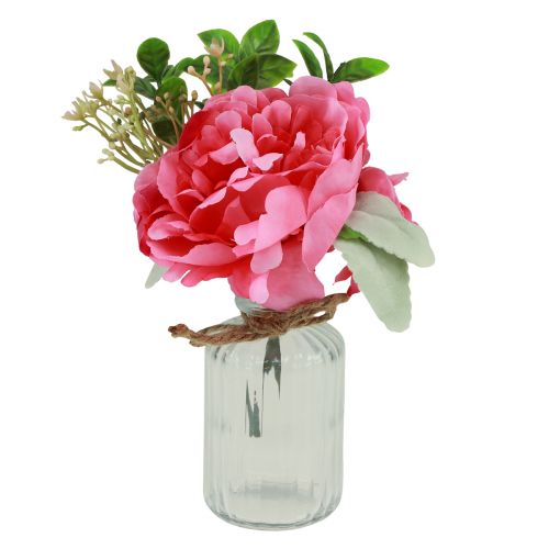 Floristik24 Decorazione peonia nel vaso decorazione da tavola rosa estiva 20 cm