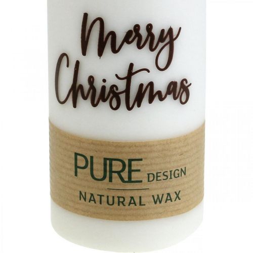 Floristik24 Candele a colonna PURE Merry Christmas 130/60mm cera bianca 4pz