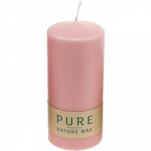 Floristik24 PURE pillar candle 130/60 candela decorativa rosa cera naturale