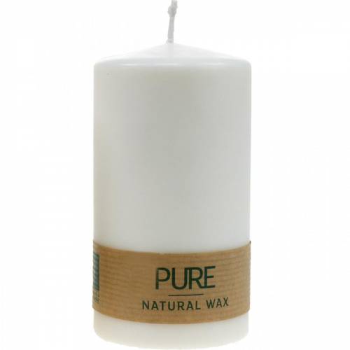 Floristik24 Candela a colonna PURE 130/70 candela in cera naturale con decorazione in cera di colza