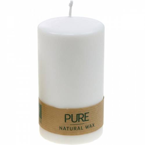 Floristik24 Candela a colonna PURE 130/70 candela in cera naturale con decorazione in cera di colza