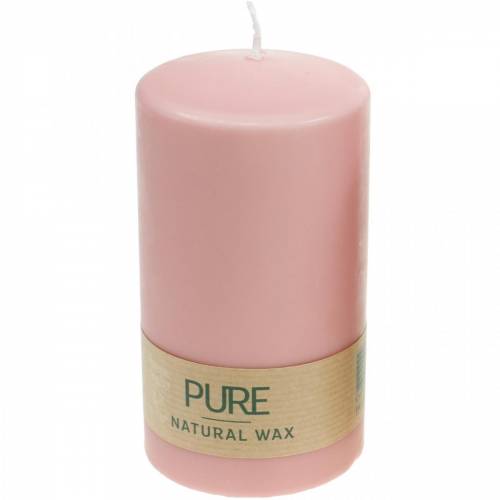 Floristik24 Candela a colonna PURE 130/70 candela decorativa rosa cera naturale sostenibile