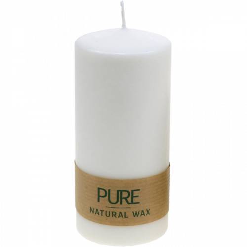 Floristik24 Pure pillar candle 130/60 candela in cera naturale sostenibile stearina e colza