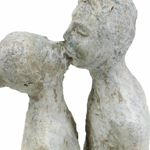 Floristik24 Figura decorativa coppia che si bacia in pietra grigia 10 × 8 cm H28 cm