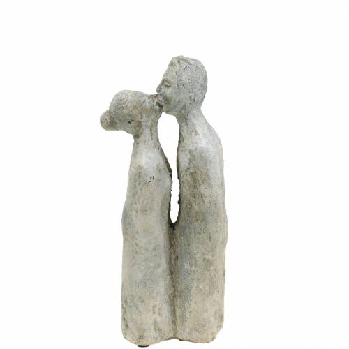Floristik24 Figura decorativa coppia che si bacia in pietra grigia 10 × 8 cm H28 cm