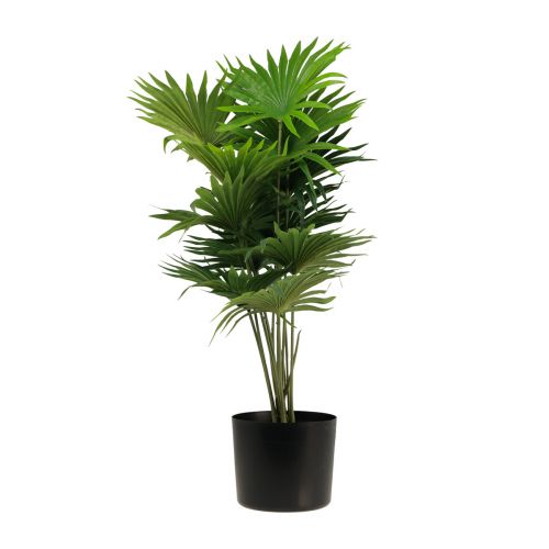 Floristik24 Vaso decorativo per piante artificiali di palma a ventaglio verde 80 cm
