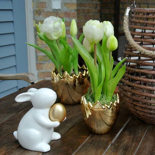 Floristik24 Tulipano pappagallo in vaso Bianco Real-Touch 23 cm