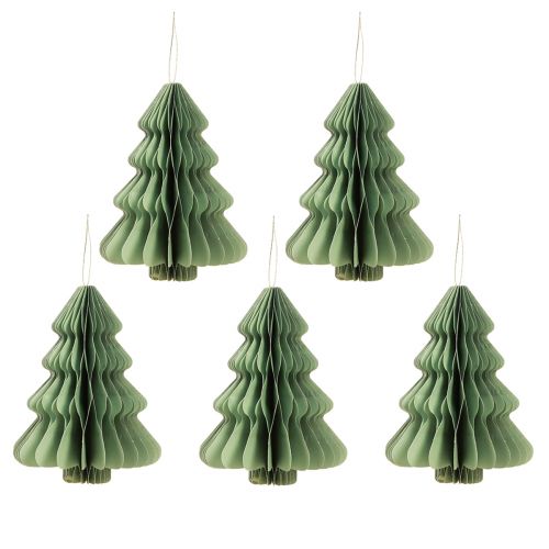 Prodotto Albero di Natale in carta menta argento glitter H20cm 5 pz