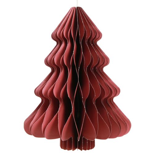 Prodotto Albero di Natale in carta da appendere Bordeaux H40cm 2 pezzi
