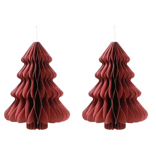 Prodotto Albero di Natale in carta da appendere Bordeaux H40cm 2 pezzi