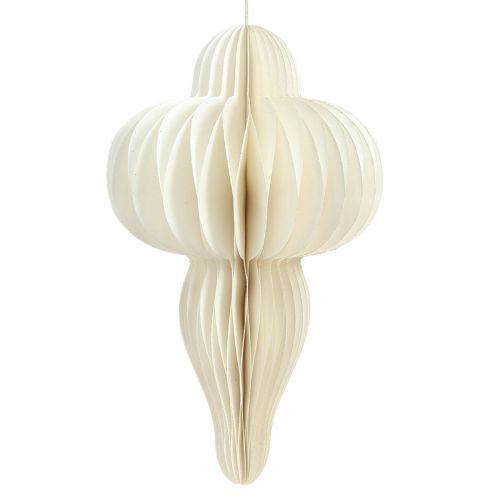 Decorazioni natalizie in carta ornamento bianco argento H40cm 2pz