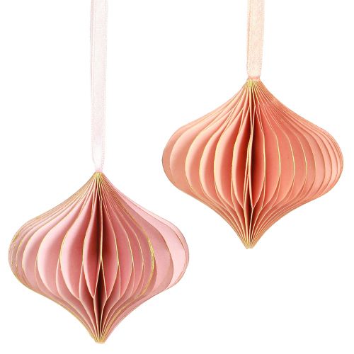 Floristik24 Decorazioni natalizie in carta cipolla rosa albicocca Ø8cm 4 pz