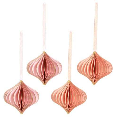 Prodotto Decorazioni natalizie in carta cipolla rosa albicocca Ø8cm 4 pz