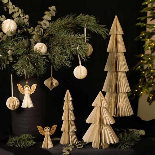 Prodotto Albero di Natale in Carta Piccolo Crema Oro H30cm
