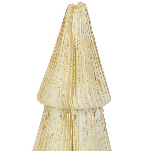 Floristik24 Albero di Natale in Carta Piccolo Bianco Oro H30cm